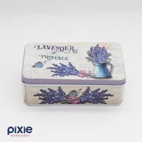 Téglalap alakú Levendulás fém díszdoboz (kicsi)
