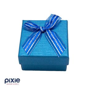   Négyzet alakú papír anyagú kisebb ékszertató masnis díszdoboz  (kék)