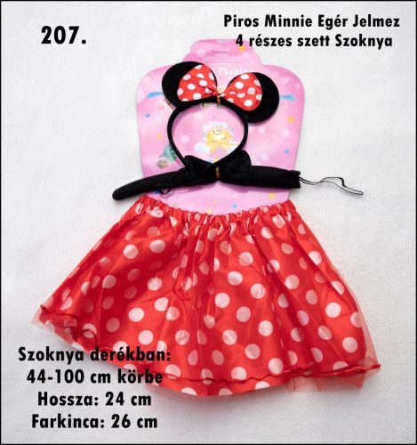 Piros alapon fehér pöttyös 3 részes jelmez kislányra Minnie egér szett Új! 