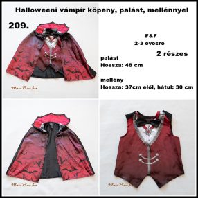   Halloweeni vámpír köpeny, palást jelmez 2 részes 2-3 évesre