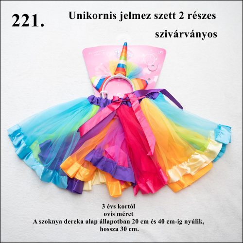 Szivárvány unikornis 2 részes szett jelmez ruha kislánynak Új!