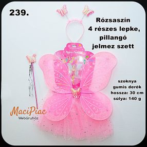4 részes rózsaszín lepke vagy pillangó jelmez szett új!