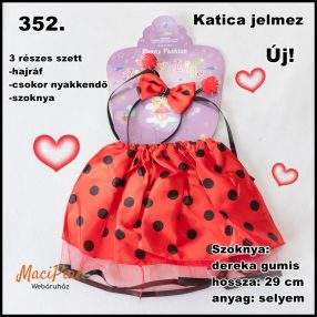  Piros alapon fekete pöttyös 3 részes jelmez 3-4 éves lányra katica szett Új!