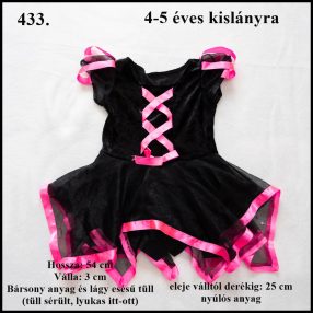 Fekete rózsaszín lány jelmez, ruha 4-5 évesre