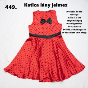 Katica lány jelmez, pöttyös ruha 11-13 évesre