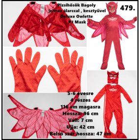 Pizsihősök Bagoly jelmez (piros) 5-6 éves 