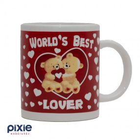   Macis, szives, szerelmes, Valentin napos World'S Best Lover feliratos bögre