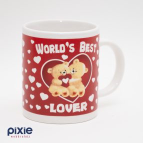   Macis, szives, szerelmes, Valentin napos World'S Best Lover feliratos bögre