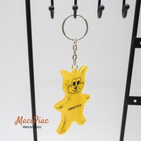   Maci alakú sárga színű fényvisszaverő kulcstartó, táskadísz új!