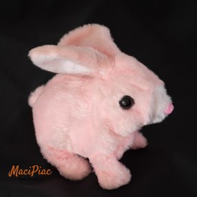   Plüss rózsaszín kis nyúl, nyuszi elemes, ugrál, jár és hangot ad, elég mozgékony 