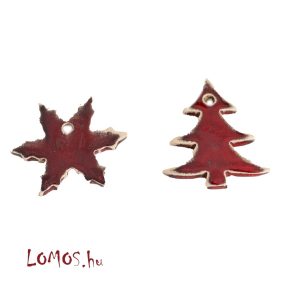   Kézzel készített égetett, mázas kerámia karácsonyi dekorációk párban