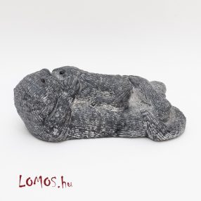  Kézzel kőből faragott állatok vidra mama kölykével szobor, eredeti Wolf Originál Kanada