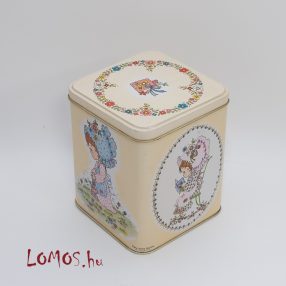   Szögletes felhajtható tetejű fém doboz Katy Jane Series (England) Vintage 1970-es