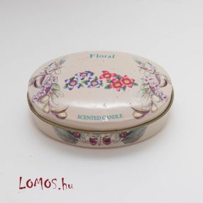   Vegyes virág illatú kék színű gyertya fém dobozban Floral scented candle Antikolt!