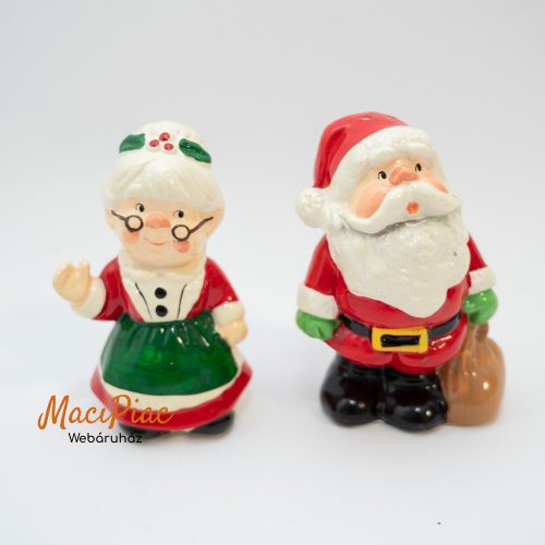 Mikulás és Télanyó sótartó kerámia figura ENEOCO Desingned Giftware Sri Lanka Vintage!