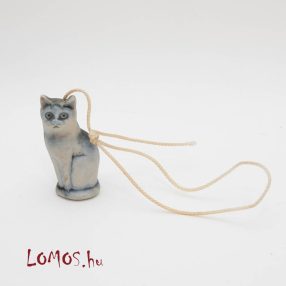 Matt, tömör, porcelán cica, macska nipp, figura
