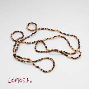 Fa apró gyöngyös nyaklánc 68 cm hosszú (barna)
