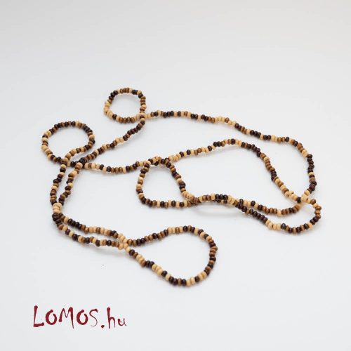 Fa apró gyöngyös nyaklánc 68 cm hosszú (barna)