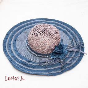   Vintage hatású női levendula kalap kukoricacsuhéból és papírból készült