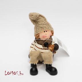   Karácsonyi figura, fiú sünnel, lógó lábú dekoráció, ajándéktárgy Új!