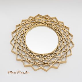 Műanyag, arany színű divatos fali tükör Új!