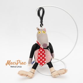   Les Deglingos Bigbos A farkas plüss piros pöttyös nyakkendő, kulcstartó, táskadísz