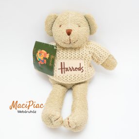   Eredeti Harrods Soft Toys forrtír anyagú maci kötött pulóverben Címkével