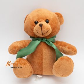   Plüss maci zöld selyem szalaggal a nyakában Hausmann HOCHSCHOBER Hotel kabala macija