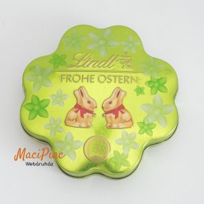   Virág alakú német Lindt Froschkonig domború mintázatú csokoládé nyuszis 2012-es levehető fémdoboz