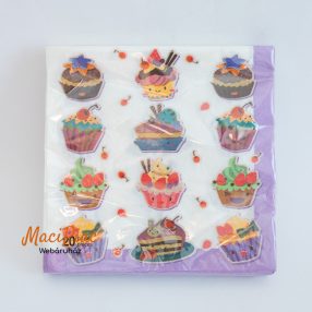   Sütemény, muffin, tortaszelet mintás szalvéta 20 db-os 33x33 cm 2 rétegű