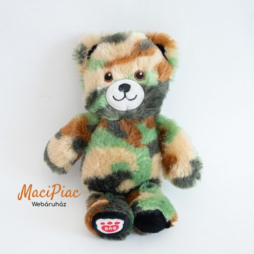 Build A Bear Workshop Camo Plush Military Army Green Teddy plüss maci sípol, füle recseg BAB