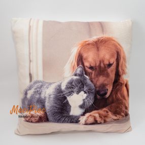   Cica kutya barátság mintás kis párna, díszpárna 29x29 cm LIVING FLADSTJERNE