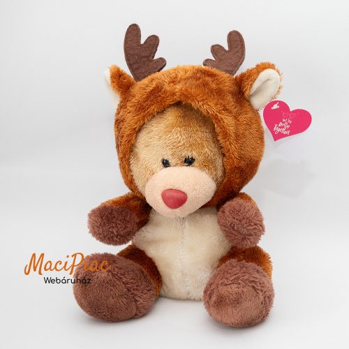 Keel Pipp Bear Teddy Reindeer Soft Toy Cosmic Duck Keel Toys Karácsonyi maci szarvas kapucniban