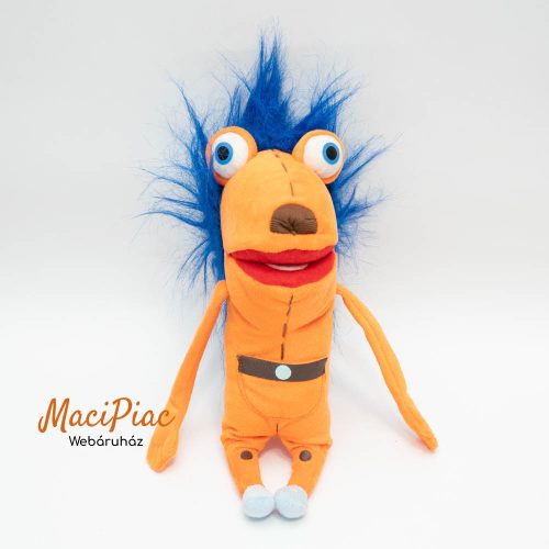 Plüss JÓFOGÁS reklámfigurája mókás narancssárga, kék hajú ZSOZSÓ figura 25 cm