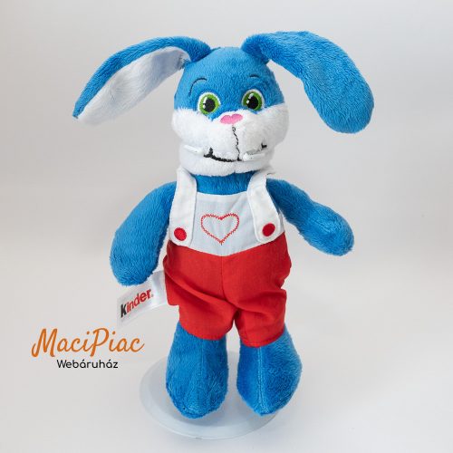 Kinder plüss nyúl, nyuszi kantáros nadrágban szív alakú hímzéssel Ritkaság!