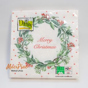   Karácsonyi koszorú csipkebogyóval mintás szalvéta Daisy 33x33 cm 20 darabos 3 rétegű Új csomag