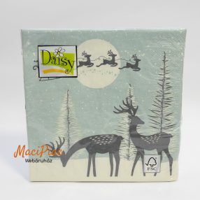   Karácsonyi szarvas havas téli éjszakai táj mintás szalvéta Daisy 33x33 cm 20 darabos 3 rétegű Új csomag
