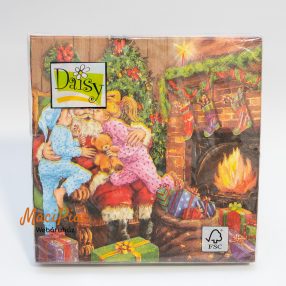   Karácsonyi Mikulásos kandallós gyerek mintás szalvéta Daisy 33x33 cm 20 darabos 3 rétegű Új csomag