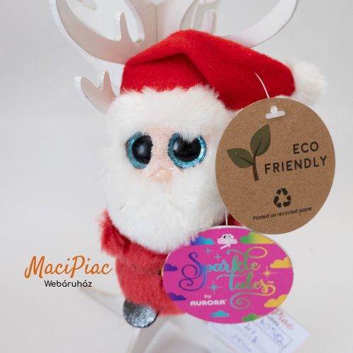 Plüss Sparkle and Tales szuper csillogó kék szemű Mikulás SANTA CLAUS AURORA Címkés! ECOFRIENDLY plüss anyagból készült