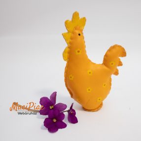   Vintage sárga kakas finom puha műbőrből készült húsvéti dekoráció, figura