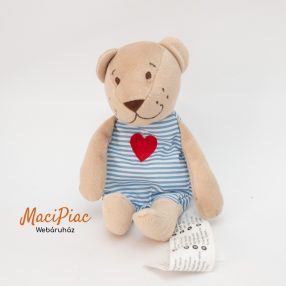   Ikea Fabler Björn piros szívecskés csíkos pizsama ruhás plüss maci