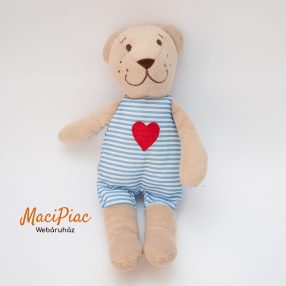   Ikea Fabler Björn piros szívecskés csíkos pizsama ruhás plüss maci