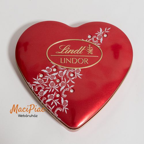 Szív alakú német Lindt Lindor domború mintázatú csokoládé fémdoboz kövekkel díszített Ritkaság! 2007