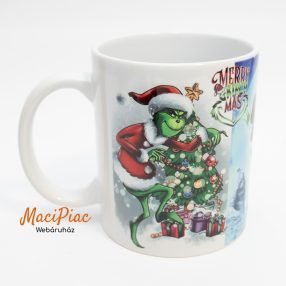   Grincs porcelán füles kakaós, kávés bögre vicces Karácsonyi MERRY GRINCS MAS felirattal 0,3 l Új! Ritkaság!