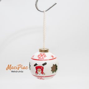   Karácsonyi dekorációs porcelán gömb Mikulásokkal díszítve