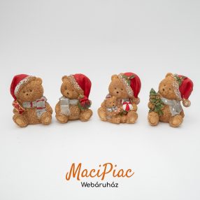   Vintage hatású karácsonyi mackó, maci nipp, dekorációs figura 4 db különböző 1 csomagban Ritkáság!  új!