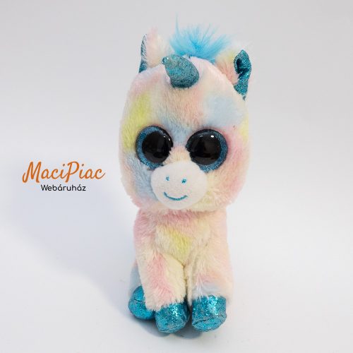 Kék unikornis plüss nagy csillogó szemű Ty Beanie Boos Blitz Unicorn 2018