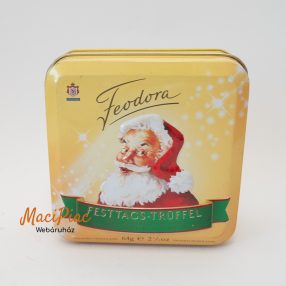   Szögletes levehető tetejű fém doboz, levehető tetővel Karácsonyi Mikulás dombor mintás bonbonos Fevdora FESTTAGS-TRÜFFEL 2015