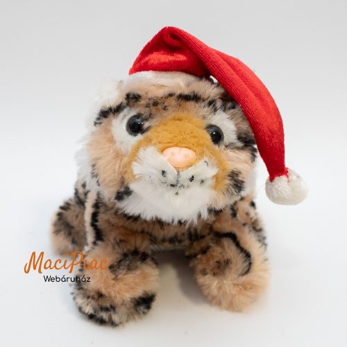 Mikulás sapkás plüss tigris, puha, finom tapintású SOFT TOYS HLIN by Santa christmas collection 