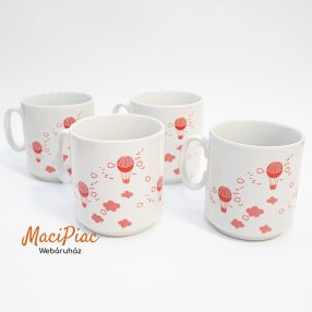   Német Vintage porcelén kakaós, teás gyermek bögre, csupor hőlégbalon mintával